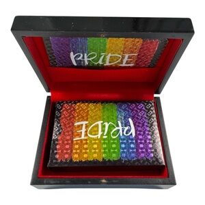 PRIDE‎ Rainbow Foil Poker Playing Cards with Black Wood Storage Box – LGBTQ